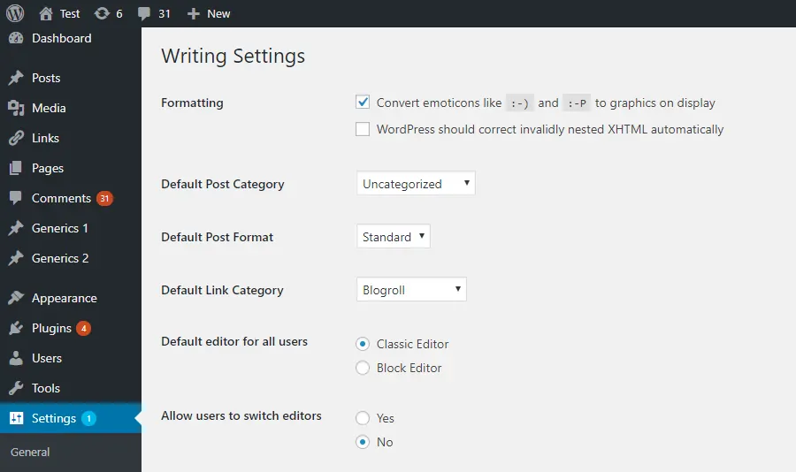 WordPress editor showing the Updating failed, response is not a valid JSON response error